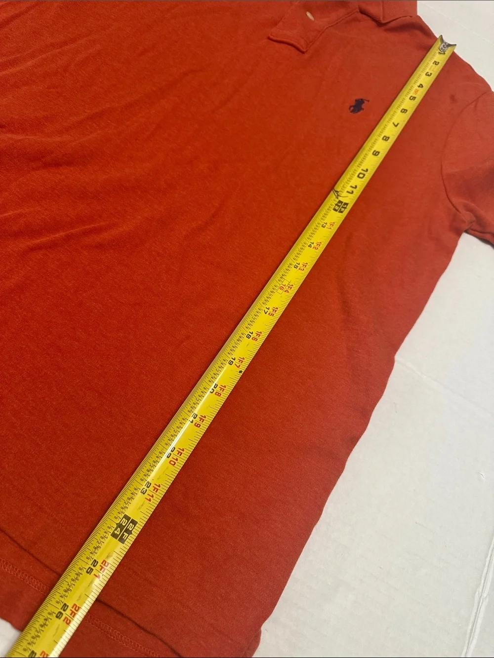 Polo Ralph Lauren Polo Shirt Mens Medium Orange Navy Pony Short Sleeve Preppy